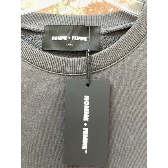 NWT HOMME + FEMME Large Gray Heavyweight Crewneck Sweatshirt Sweater Pullover - Picture 2 of 8